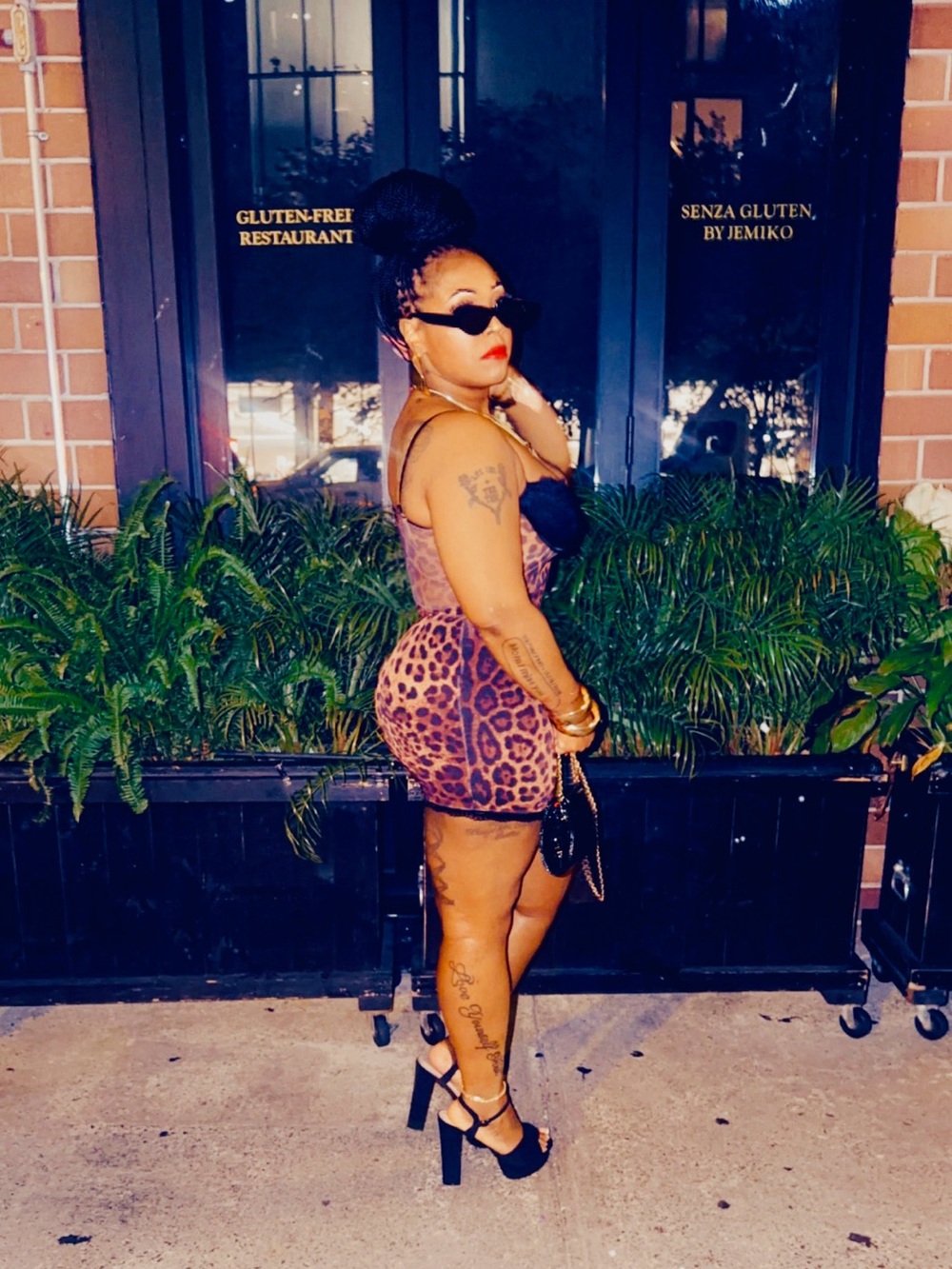 Fashion Nova Leopard Print Mini Dress with Black Lace - Picture 2 of 3